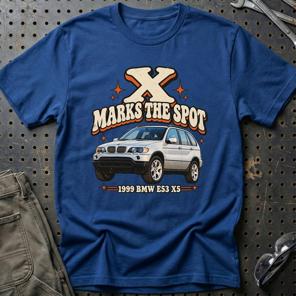 
BMW E53 X5 1999 – X Marks the Spot T-Shirt – Blå Royal