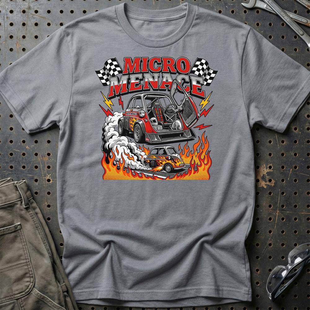 BMW Isetta Micro Menace Vintage Racing - Unisex T-Shirt-Beklædning-BMW-Grå Sport-S-Garage Culture Shop- garage - man cave - merchandise