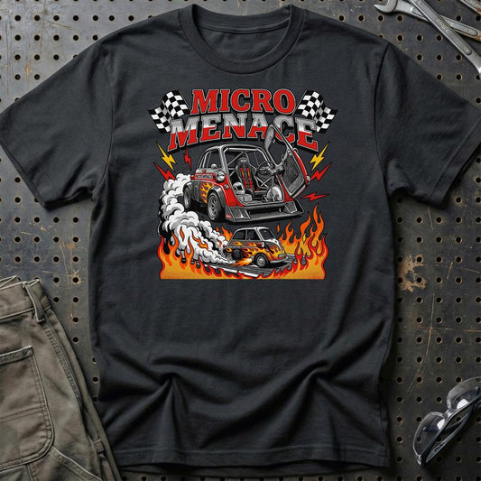 BMW Isetta Micro Menace Vintage Racing - Unisex T-Shirt-Beklædning-BMW-Sort-S-Garage Culture Shop- garage - man cave - merchandise