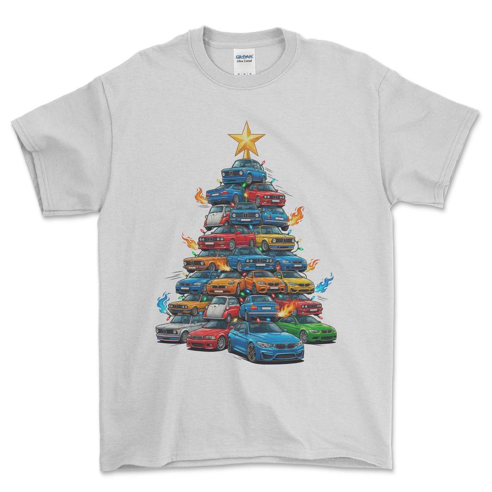 BMW Juletræ Christmas Tree - Unisex T-Shirt-Beklædning-BMW-Hvid-S-Forside-Garage Culture Shop- garage - man cave - merchandise