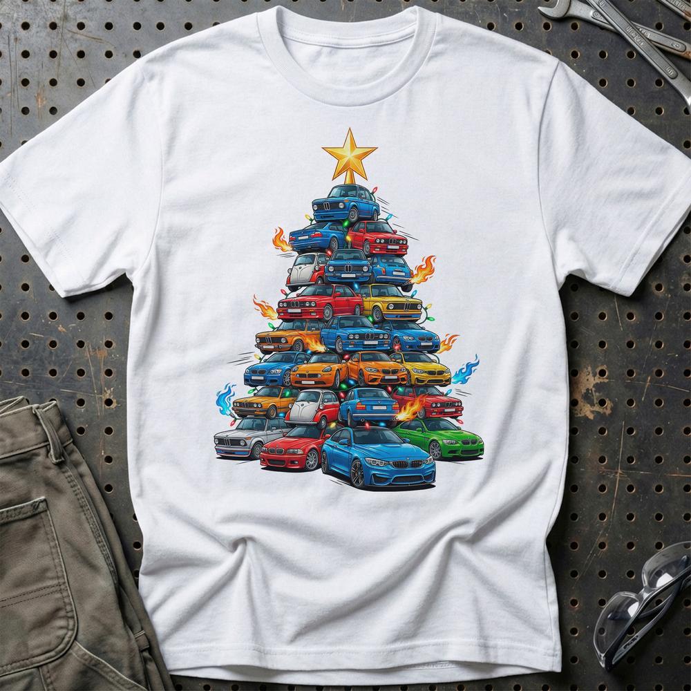 BMW Juletræ Christmas Tree - Unisex T-Shirt-Beklædning-BMW-Hvid-S-Garage Culture Shop- garage - man cave - merchandise