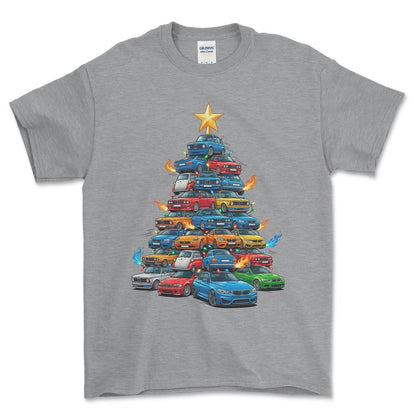BMW Juletræ Christmas Tree - Unisex T-Shirt-Beklædning-BMW-Grå Sport-S-Forside-Garage Culture Shop- garage - man cave - merchandise