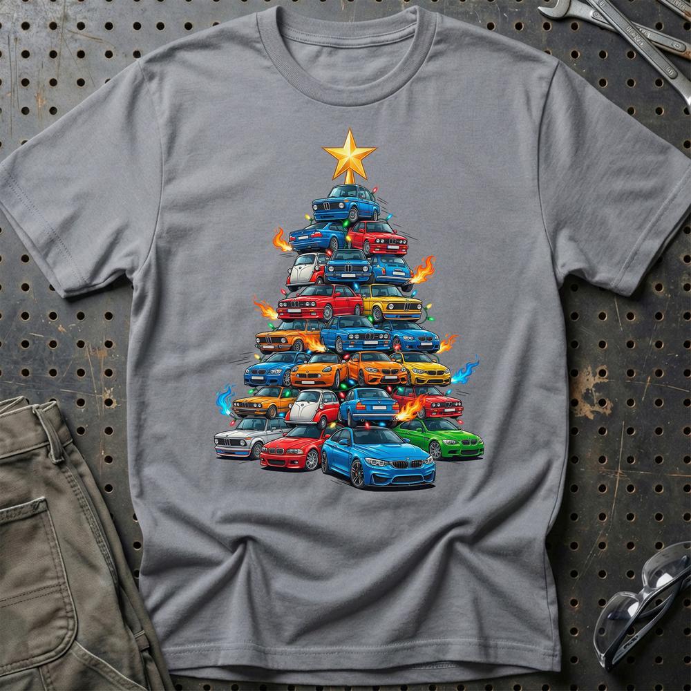 BMW Juletræ Christmas Tree - Unisex T-Shirt-Beklædning-BMW-Grå Sport-S-Garage Culture Shop- garage - man cave - merchandise