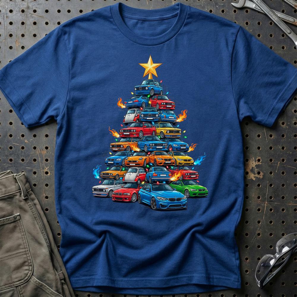 BMW Juletræ Christmas Tree - Unisex T-Shirt-Beklædning-BMW-Blå Royal-S-Garage Culture Shop- garage - man cave - merchandise