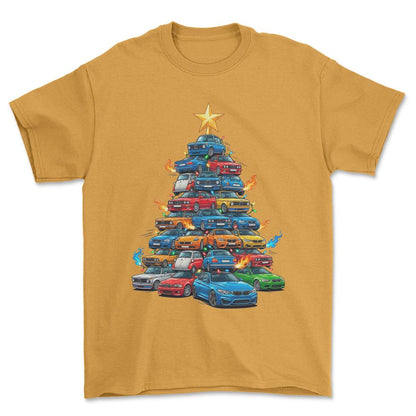 BMW Juletræ Christmas Tree - Unisex T-Shirt-Beklædning-BMW-Guld-S-Forside-Garage Culture Shop- garage - man cave - merchandise