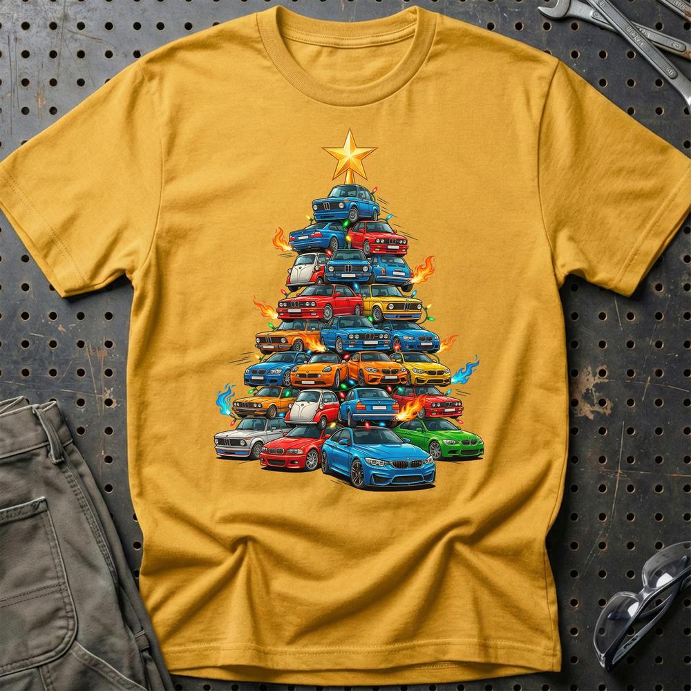 BMW Juletræ Christmas Tree - Unisex T-Shirt-Beklædning-BMW-Guld-S-Garage Culture Shop- garage - man cave - merchandise