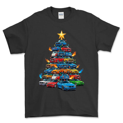 BMW Juletræ Christmas Tree - Unisex T-Shirt-Beklædning-BMW-Sort-S-Forside-Garage Culture Shop- garage - man cave - merchandise