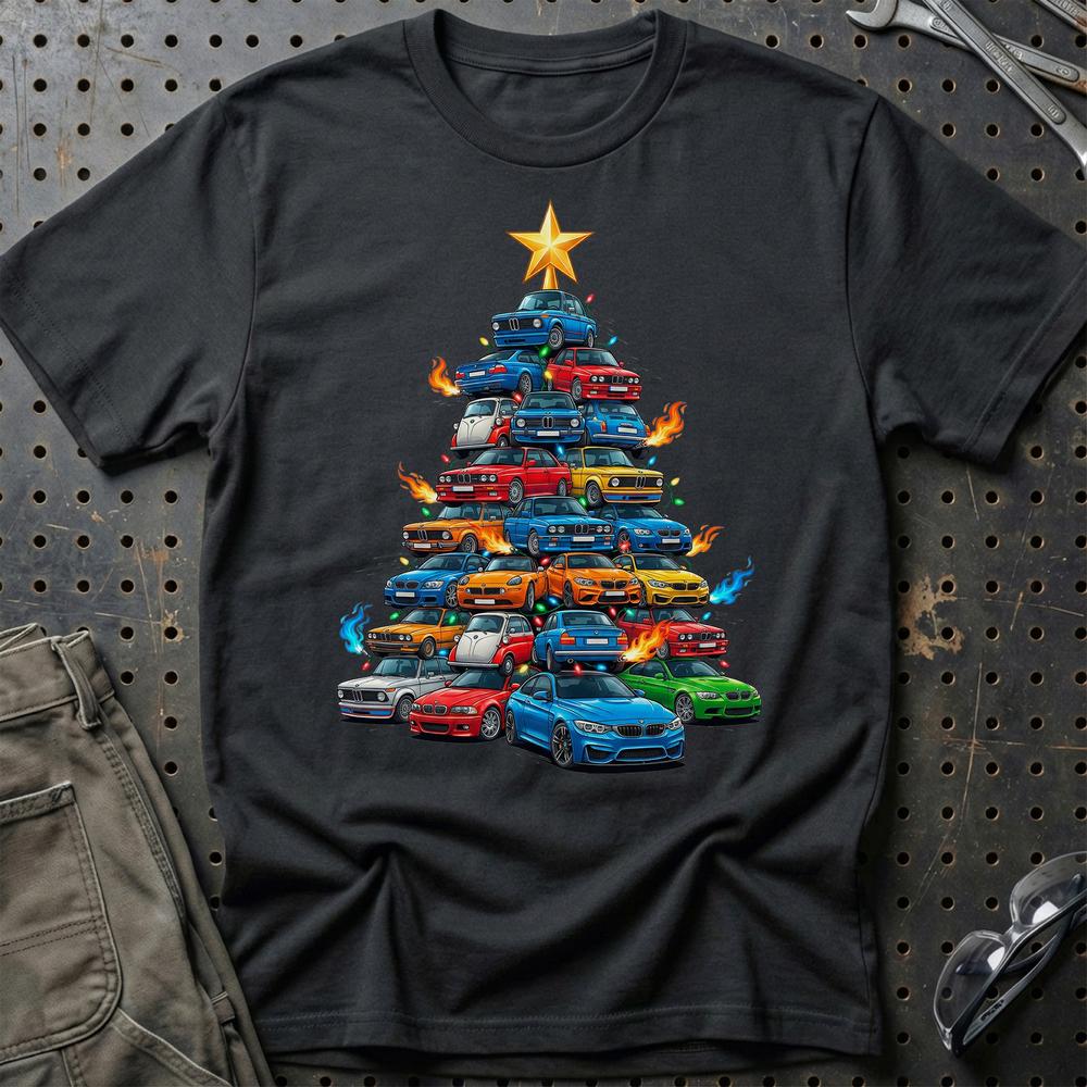BMW Juletræ Christmas Tree - Unisex T-Shirt-Beklædning-BMW-Sort-S-Garage Culture Shop- garage - man cave - merchandise