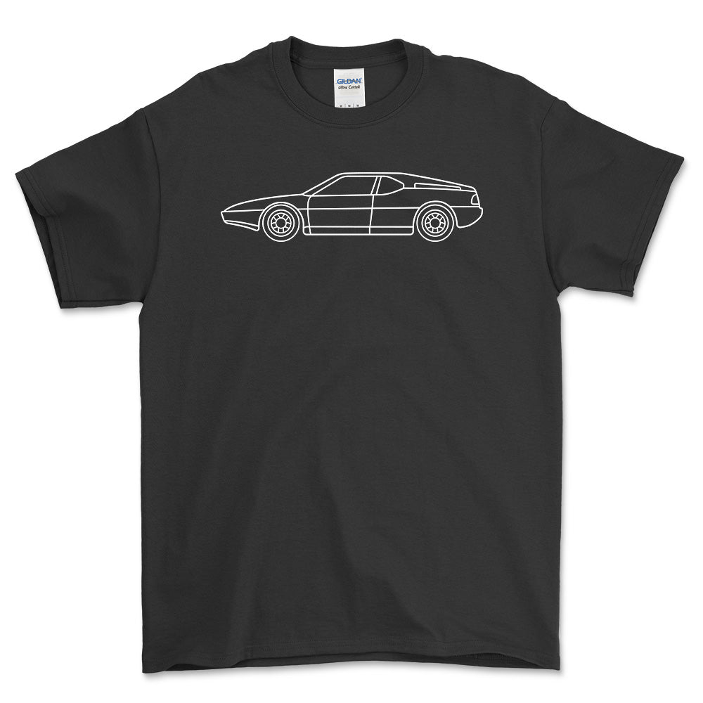 BMW M1 E26 Outline - Unisex T-Shirt , Bomuld-Beklædning-BMW-Sort-S-Garage Culture Shop- garage - man cave - merchandise