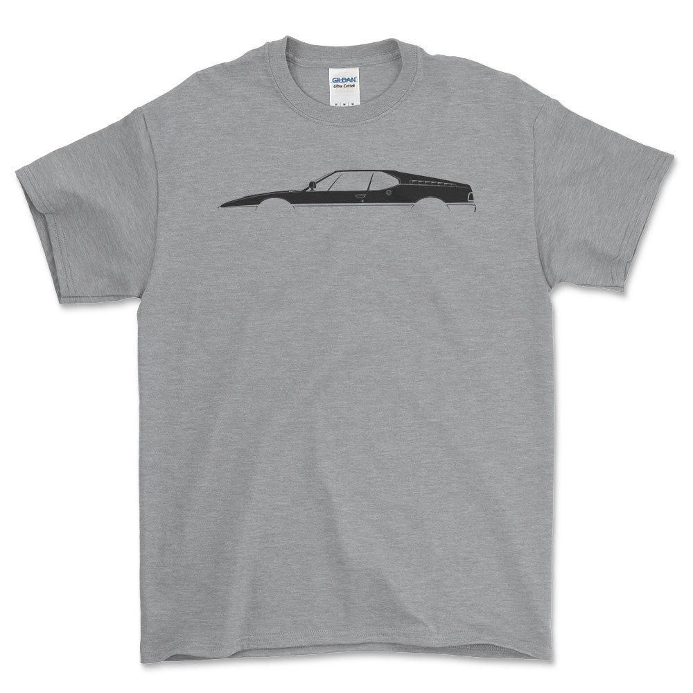 BMW M1 Silhuet - Unisex T-Shirt , Bomuld-Beklædning-BMW-Grå Sport-S-Garage Culture Shop- garage - man cave - merchandise