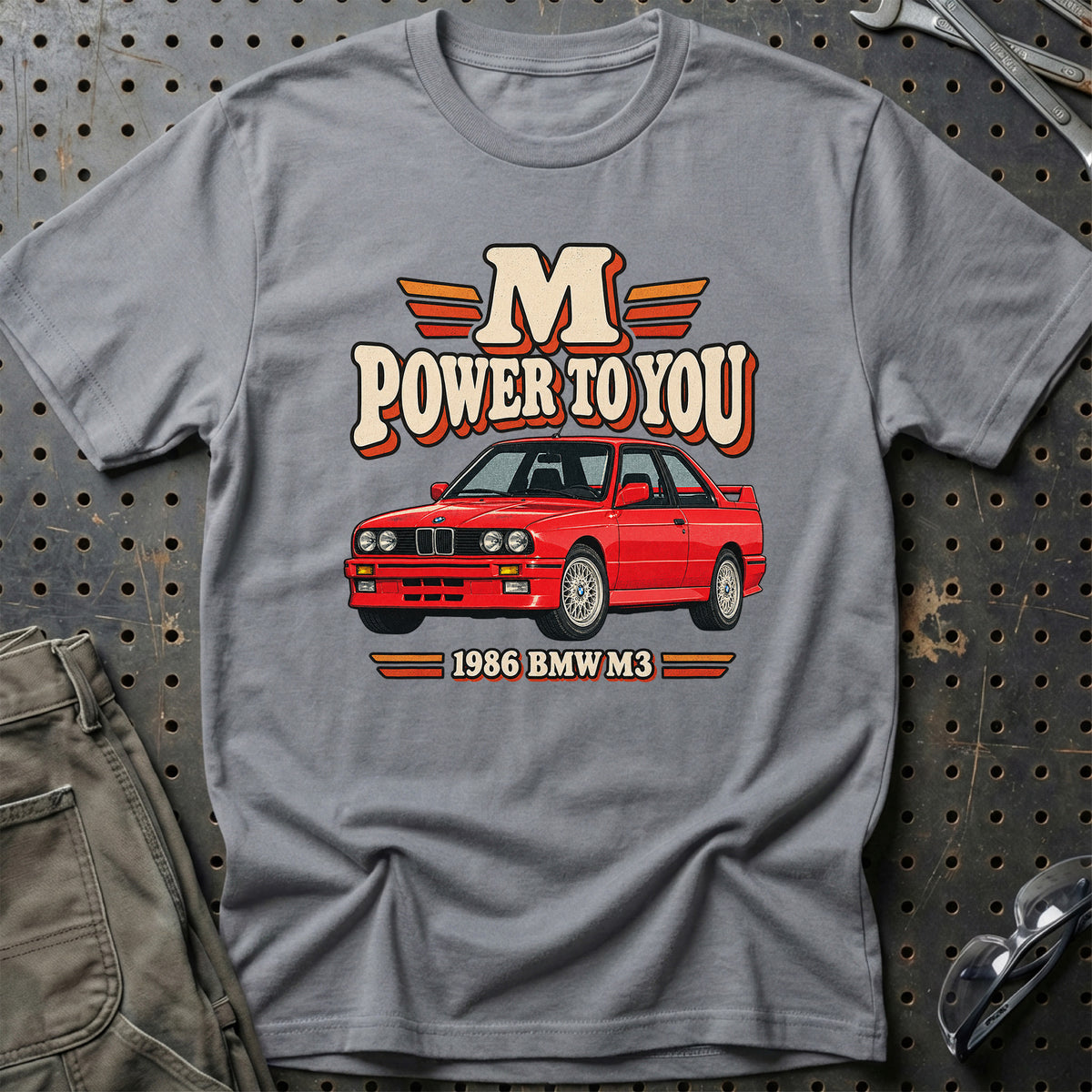 
BMW M3 1986 – M Power to You T-Shirt – Grå Sport