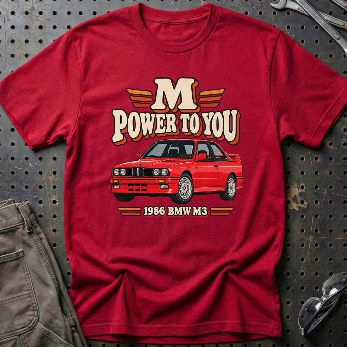 
BMW M3 1986 – M Power to You T-Shirt – Rød