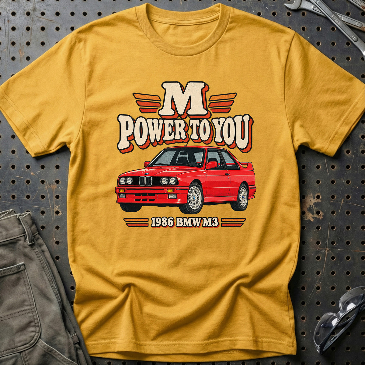 
BMW M3 1986 – M Power to You T-Shirt – Guld