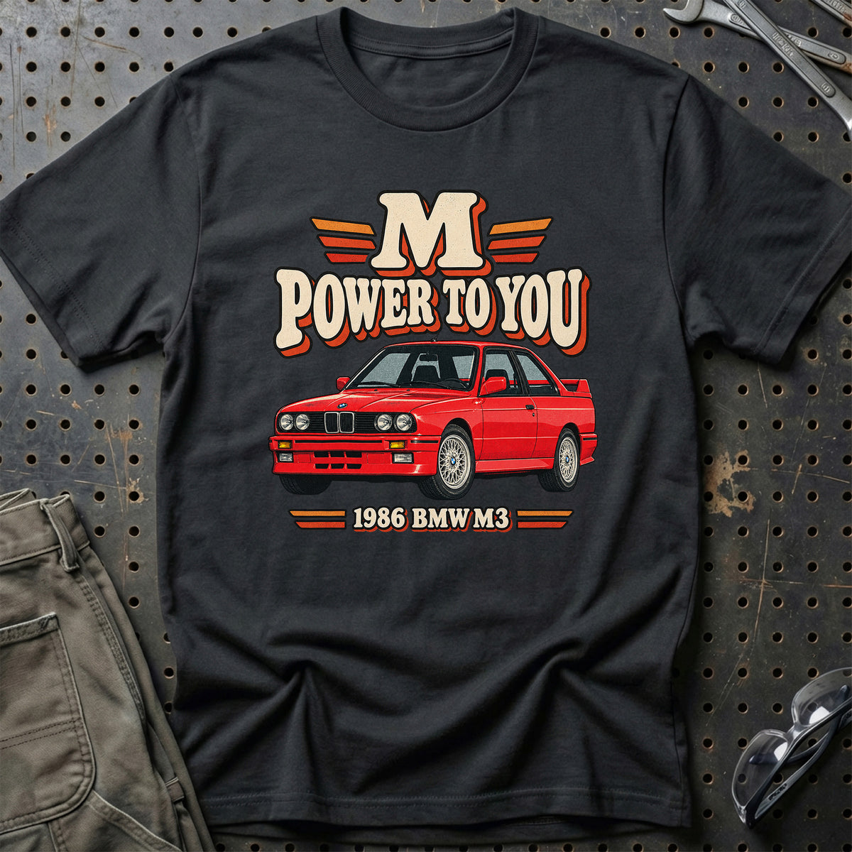 
BMW M3 1986 – M Power to You T-Shirt – Sort