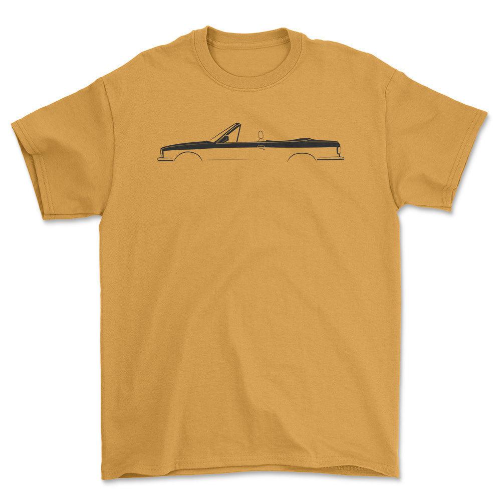 BMW M3 Cabrio (E30) Silhuet - Unisex T-Shirt , Bomuld-Beklædning-BMW-Guld-S-Garage Culture Shop- garage - man cave - merchandise