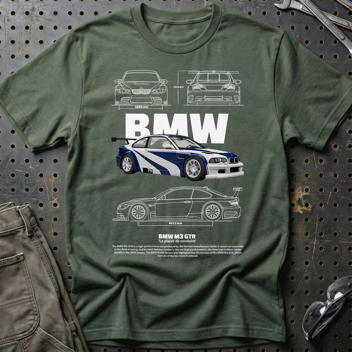 
BMW M3 GTR T-Shirt – Grøn Militær