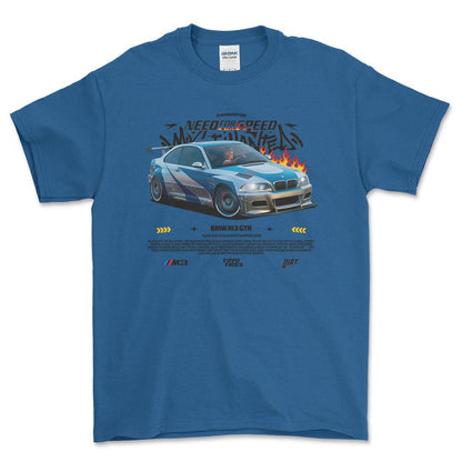 BMW M3 GTR - Unisex T-Shirt , Bomuld-Beklædning-BMW-Blå Royal-S-Forside-Garage Culture Shop- garage - man cave - merchandise