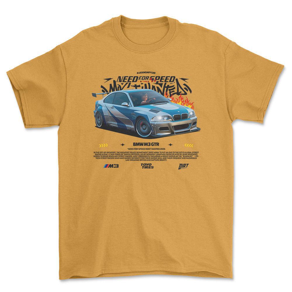 BMW M3 GTR - Unisex T-Shirt , Bomuld-Beklædning-BMW-Guld-S-Forside-Garage Culture Shop- garage - man cave - merchandise