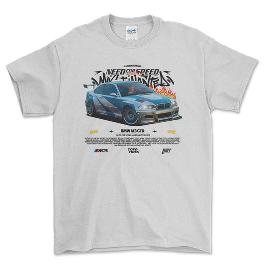 BMW M3 GTR - Unisex T-Shirt , Bomuld-Beklædning-BMW-Hvid-S-Forside-Garage Culture Shop- garage - man cave - merchandise