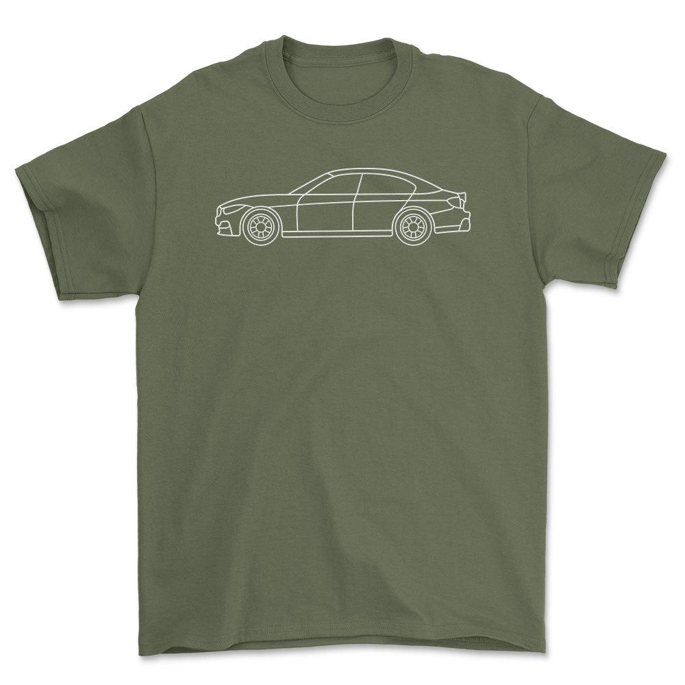 BMW M3 Sedan F80 Outline - Unisex T-Shirt , Bomuld-Beklædning-BMW-Grøn Militær-S-Garage Culture Shop- garage - man cave - merchandise