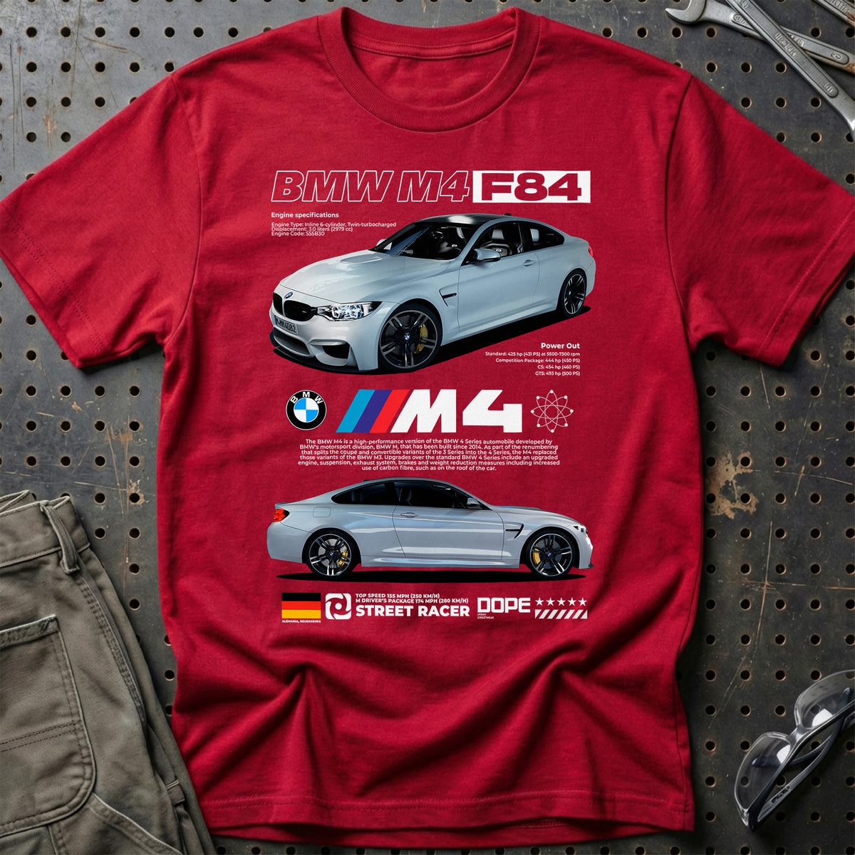 
BMW M4 F84 T-Shirt – Rød
