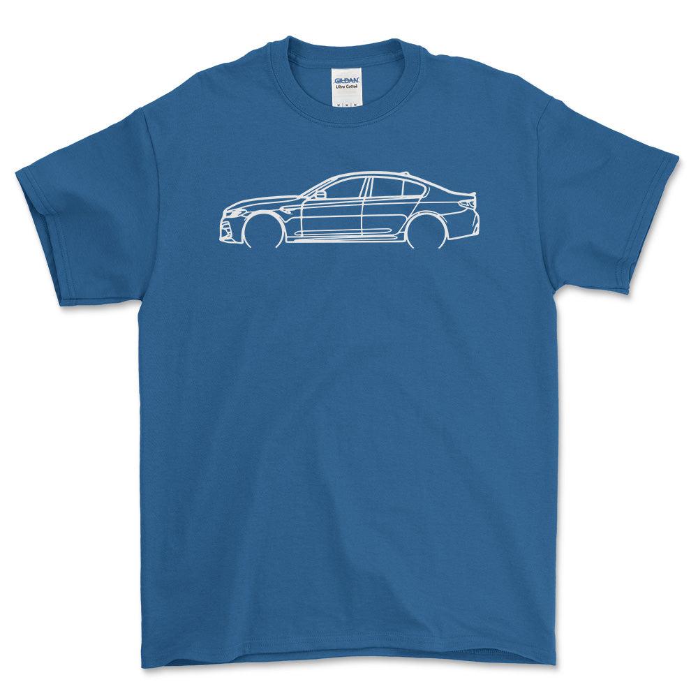 BMW M5 CS Outline - Unisex T-Shirt , Bomuld-Beklædning-BMW-Blå Royal-S-Garage Culture Shop- garage - man cave - merchandise