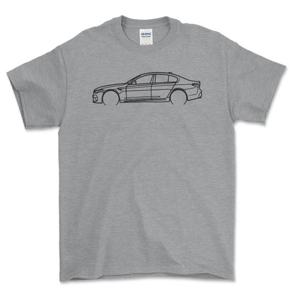 BMW M5 Outline - Unisex T-Shirt , Bomuld-Beklædning-BMW-Grå Sport-S-Forside-Garage Culture Shop- garage - man cave - merchandise