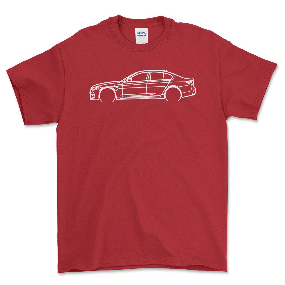 BMW M5 Outline - Unisex T-Shirt , Bomuld-Beklædning-BMW-Rød-S-Garage Culture Shop- garage - man cave - merchandise
