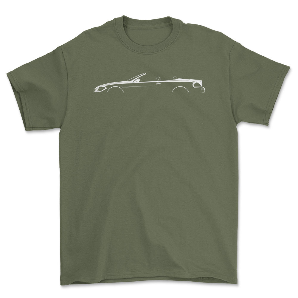 BMW M6 Cabrio (E63) Silhuet - Unisex T-Shirt , Bomuld-Beklædning-BMW-Grøn Militær-S-Forside-Garage Culture Shop- garage - man cave - merchandise