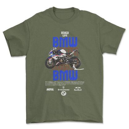 BMW R10 Unisex T-Shirt , Bomuld-Beklædning-BMW-Grøn Militær-S-Forside-Garage Culture Shop- garage - man cave - merchandise