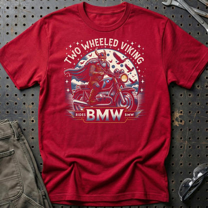 BMW Two Wheeled Viking Rides BMW - Unisex T-Shirt , Bomuld-Beklædning-Kawasaki-Rød-S-Garage Culture Shop- garage - man cave - merchandise