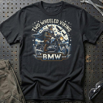 BMW Two Wheeled Viking Rides BMW - Unisex T-Shirt , Bomuld-Beklædning-Kawasaki-Sort-S-Garage Culture Shop- garage - man cave - merchandise