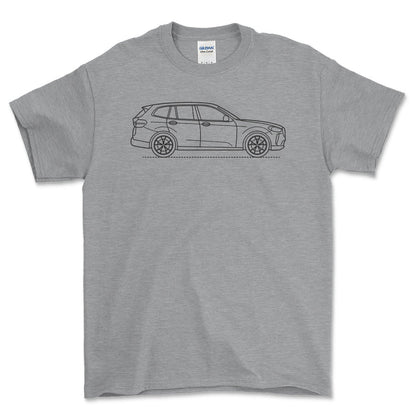 BMW X3 2017 Outline - Unisex T-Shirt , Bomuld-Beklædning-BMW-Grå Sport-S-Forside-Garage Culture Shop- garage - man cave - merchandise