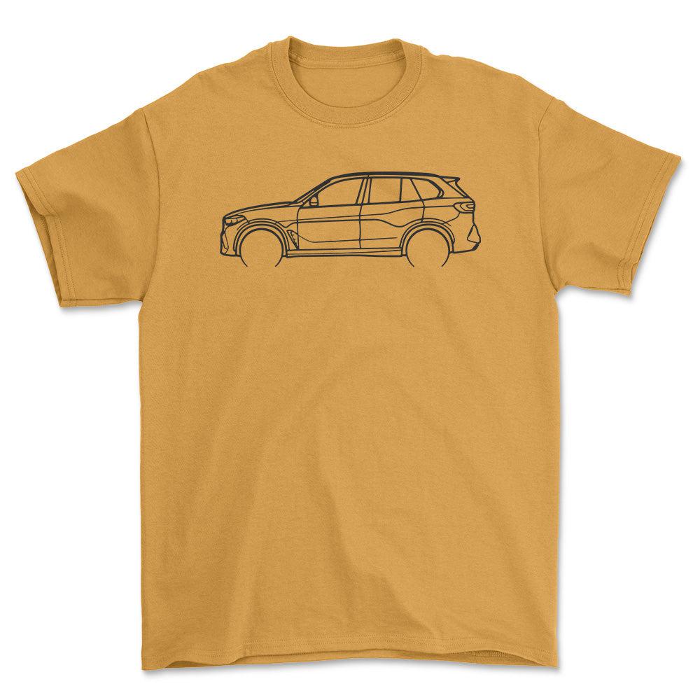 BMW X5 Outline - Unisex T-Shirt , Bomuld-Beklædning-BMW-Guld-S-Forside-Garage Culture Shop- garage - man cave - merchandise