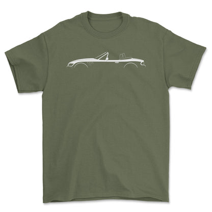 BMW Z3 Silhuet - Unisex T-Shirt , Bomuld-Beklædning-BMW-Grøn Militær-S-Forside-Garage Culture Shop- garage - man cave - merchandise