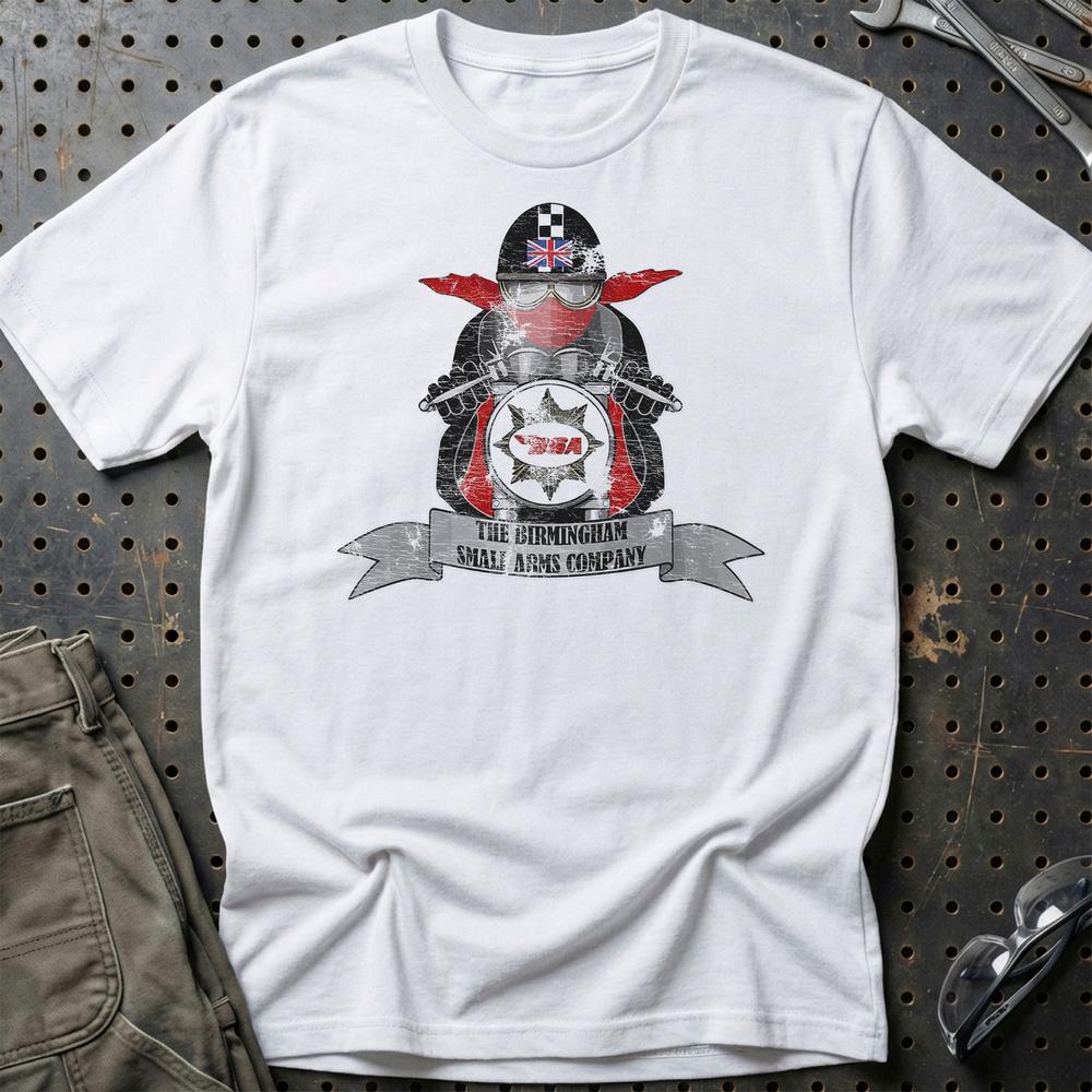 BSA Biker Vintage Style Unisex T-Shirt , Bomuld-Beklædning-BSA-Hvid-S-Garage Culture Shop- garage - man cave - merchandise