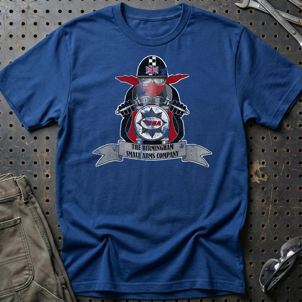 BSA Biker Vintage Style Unisex T-Shirt , Bomuld-Beklædning-BSA-Blå Royal-S-Garage Culture Shop- garage - man cave - merchandise