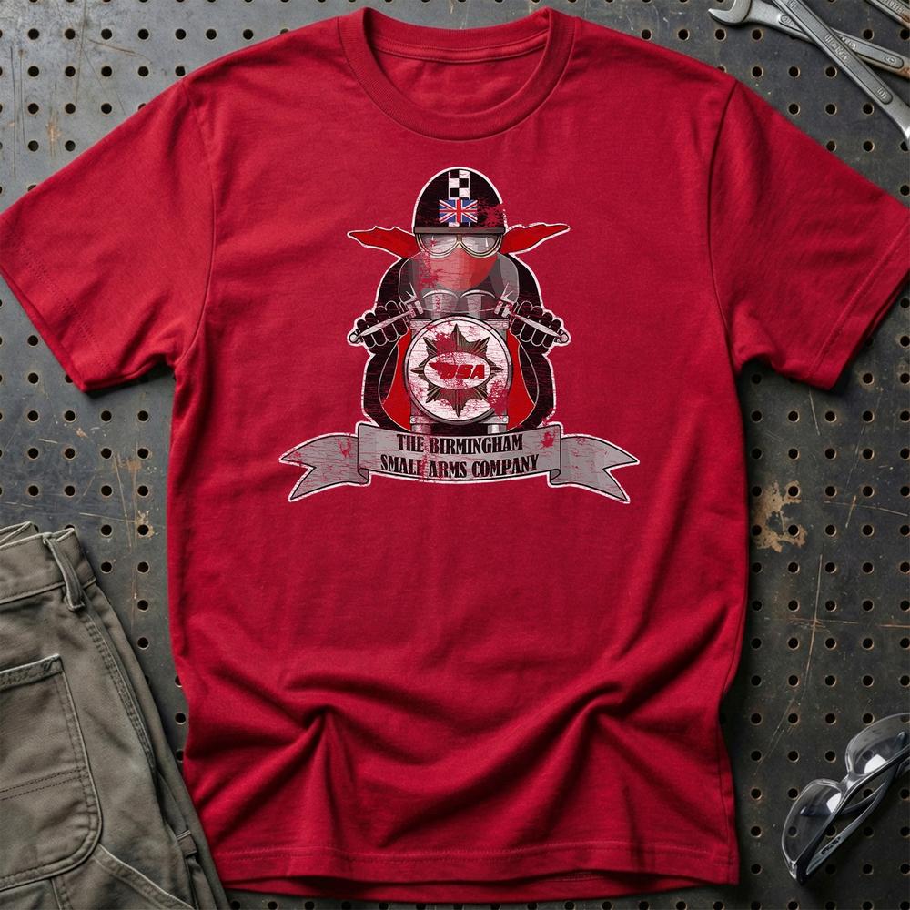 BSA Biker Vintage Style Unisex T-Shirt , Bomuld-Beklædning-BSA-Rød-S-Garage Culture Shop- garage - man cave - merchandise