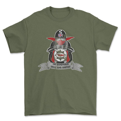 BSA Biker Vintage Style Unisex T-Shirt , Bomuld-Beklædning-BSA-Grøn Militær-S-Forside-Garage Culture Shop- garage - man cave - merchandise