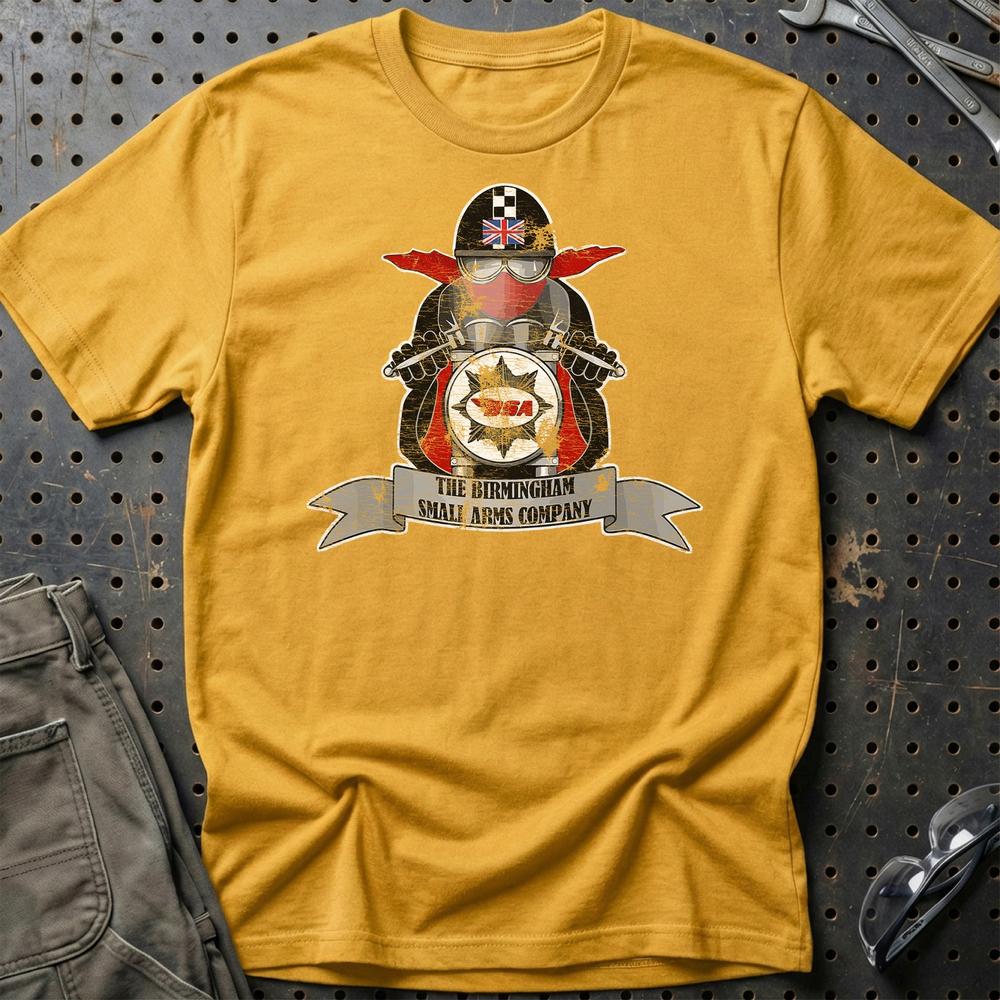 BSA Biker Vintage Style Unisex T-Shirt , Bomuld-Beklædning-BSA-Guld-S-Garage Culture Shop- garage - man cave - merchandise