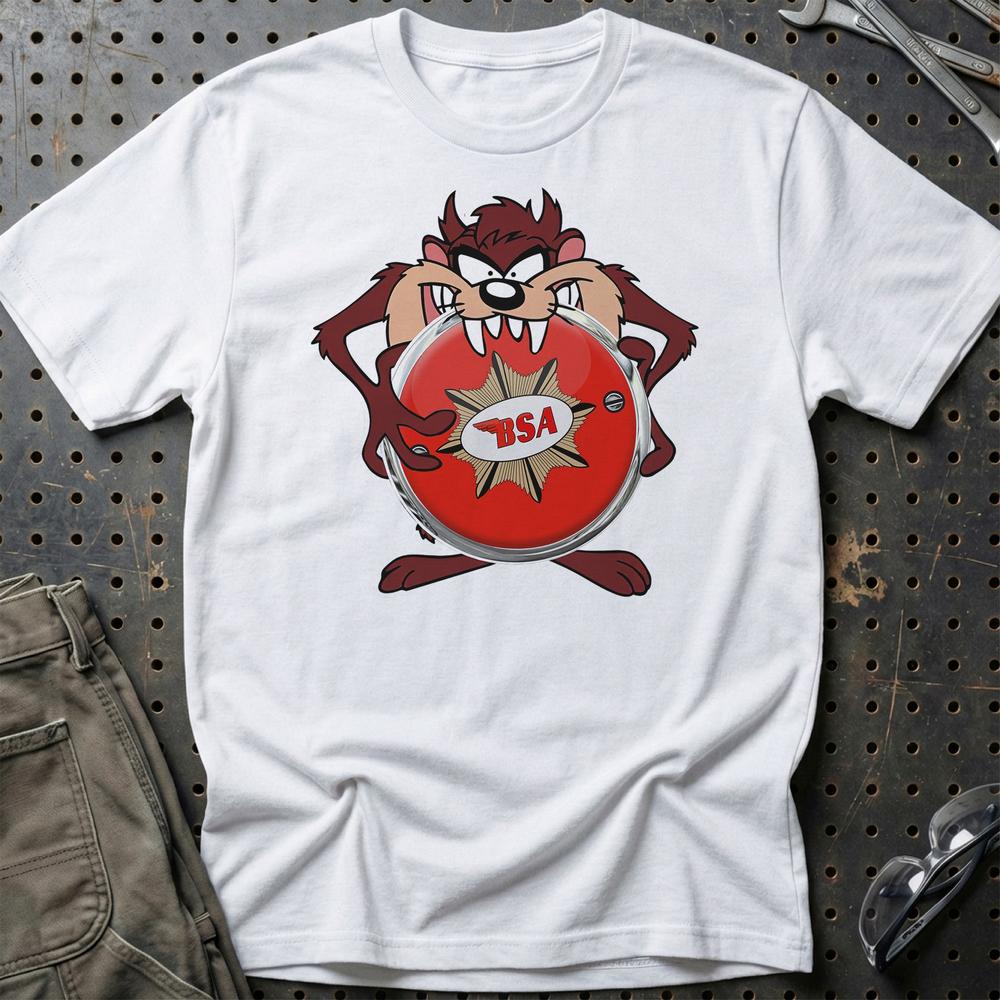 BSA TAZ Unisex T-Shirt , Bomuld-Beklædning-BSA-Hvid-S-Garage Culture Shop- garage - man cave - merchandise
