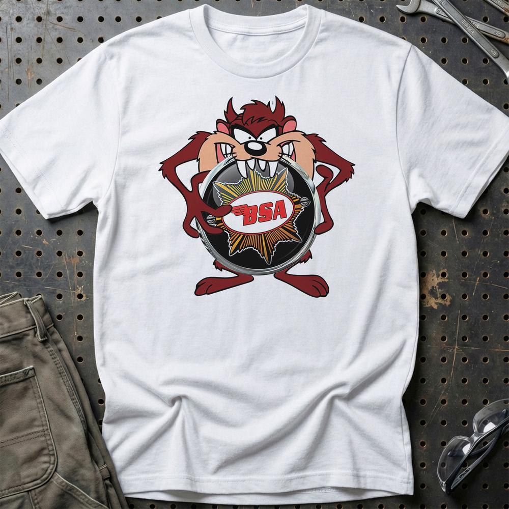 BSA TAZ Unisex T-Shirt , Bomuld-Beklædning-BSA-Hvid-S-Garage Culture Shop- garage - man cave - merchandise