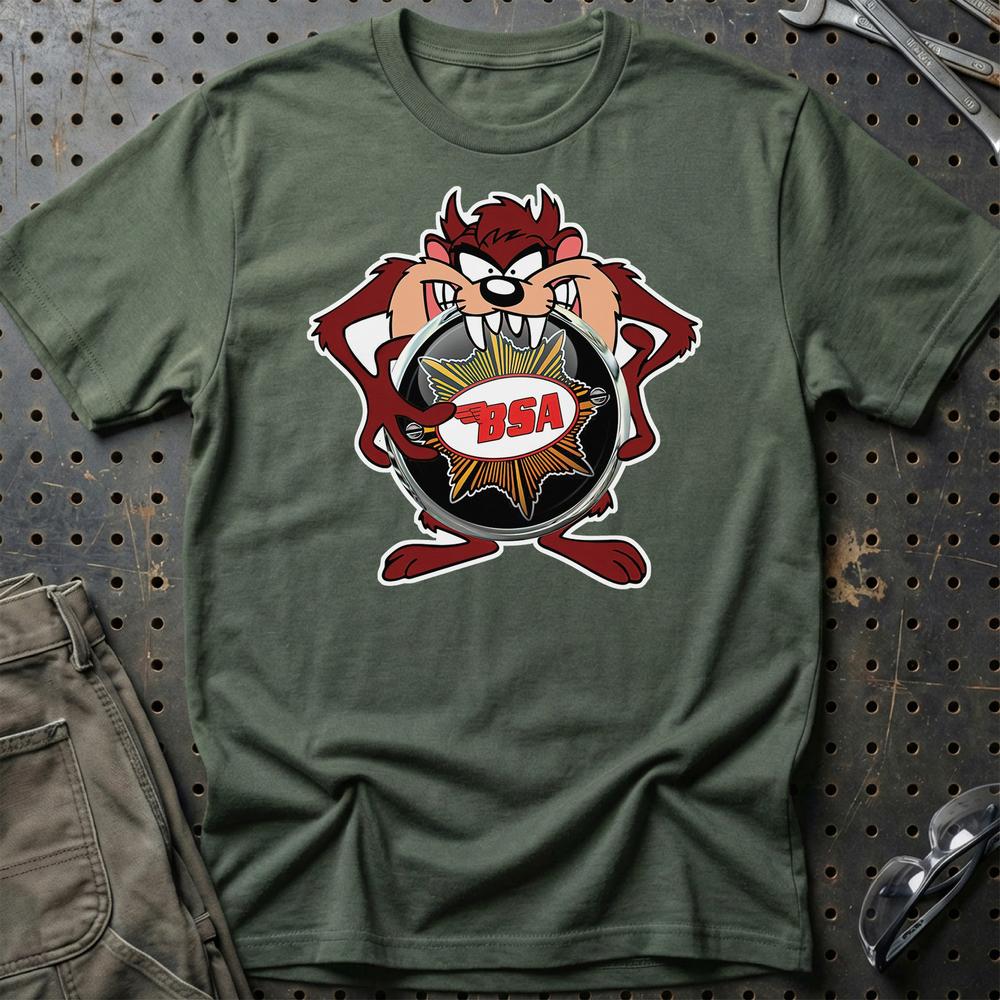 BSA TAZ Unisex T-Shirt , Bomuld-Beklædning-BSA-Grøn Militær-S-Garage Culture Shop- garage - man cave - merchandise