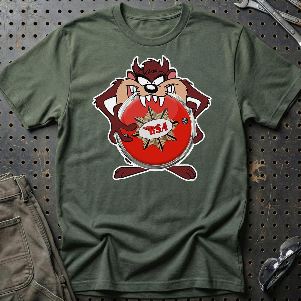BSA TAZ Unisex T-Shirt , Bomuld-Beklædning-BSA-Grøn Militær-S-Garage Culture Shop- garage - man cave - merchandise