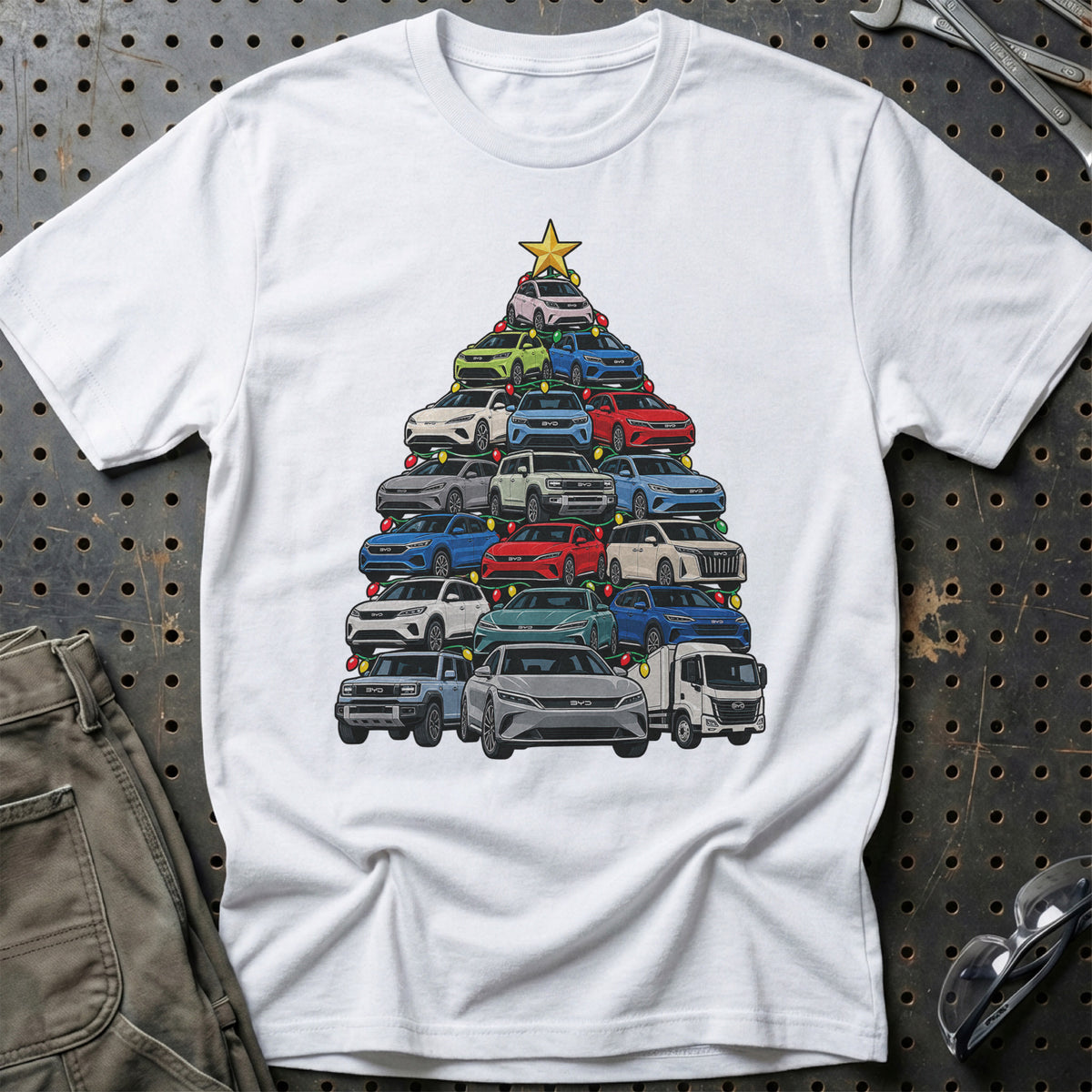 BYD Juletræ T-Shirt-Beklædning-BYD-Hvid-S-Garage Culture Shop- garage - man cave - merchandise