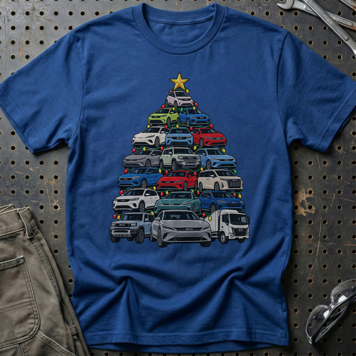 BYD Juletræ T-Shirt-Beklædning-BYD-Blå Royal-S-Garage Culture Shop- garage - man cave - merchandise