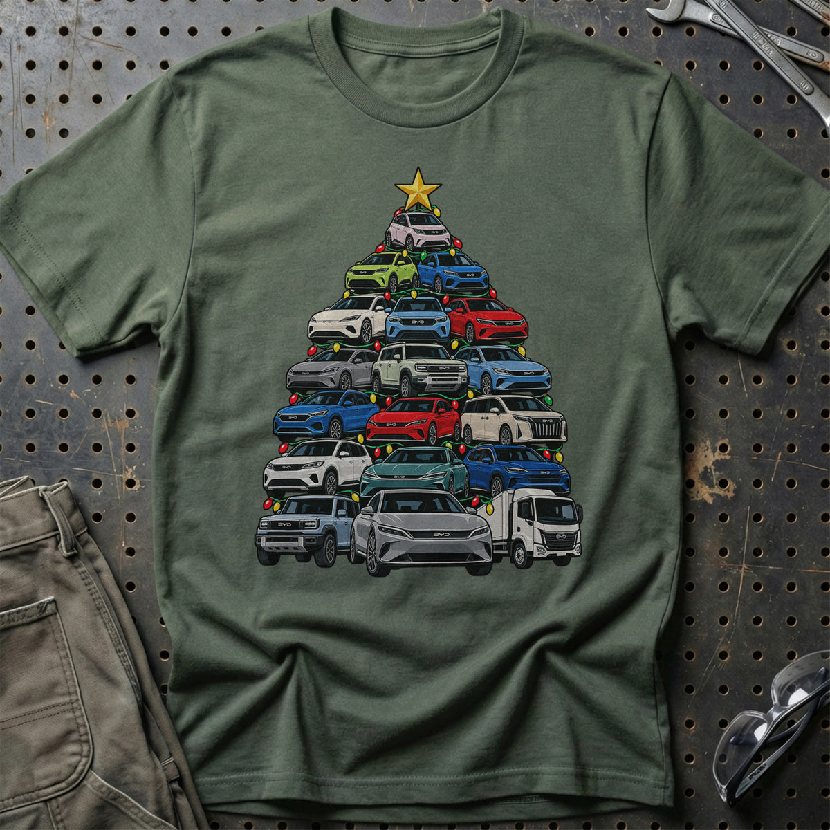 BYD Juletræ T-Shirt-Beklædning-BYD-Grøn Militær-S-Garage Culture Shop- garage - man cave - merchandise