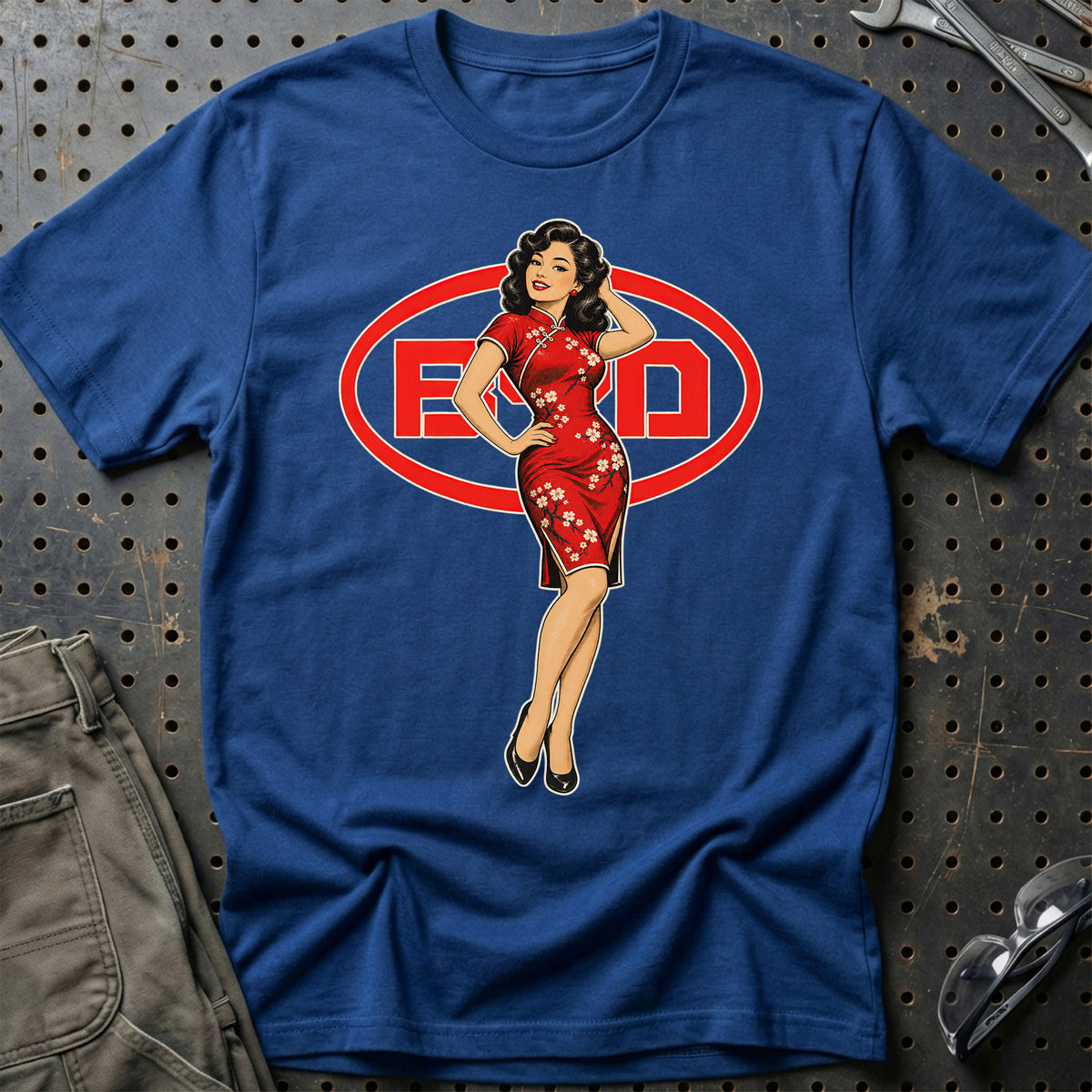 BYD Retro Pinup T-Shirt-Beklædning-BYD-Blå Royal-S-Garage Culture Shop- garage - man cave - merchandise