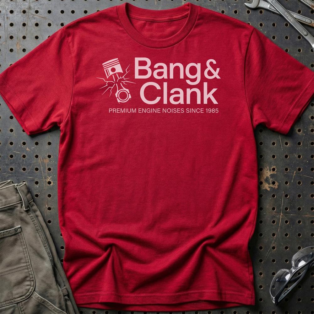 Bang & Clank - Unisex T-Shirt-Beklædning-Funny Garage-Rød-S-Garage Culture Shop- garage - man cave - merchandise