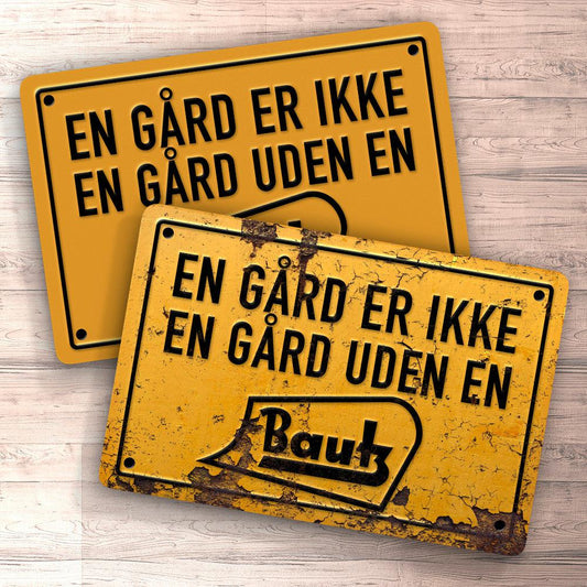 Bautz En Gård Er Ikke En Gård Uden En Bautz Skilte, Musemåtte, Dørmåtte , Plakat-Skilte-Bautz-Garage Culture Shop- garage - man cave - merchandise